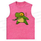 Unisex Cartoon Frog Snowflake Washed Vest