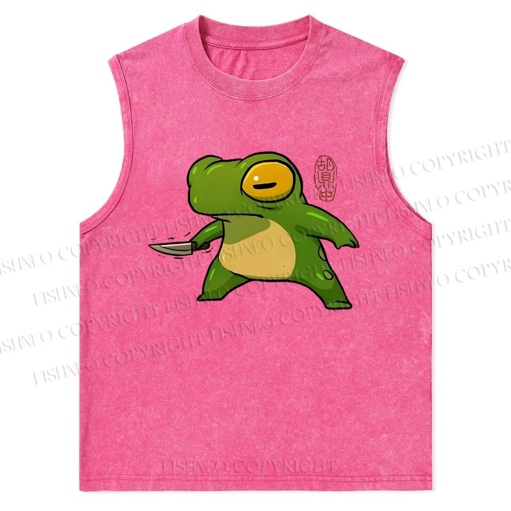 Unisex Cartoon Frog Snowflake Washed Vest