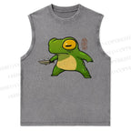 Unisex Cartoon Frog Snowflake Washed Vest