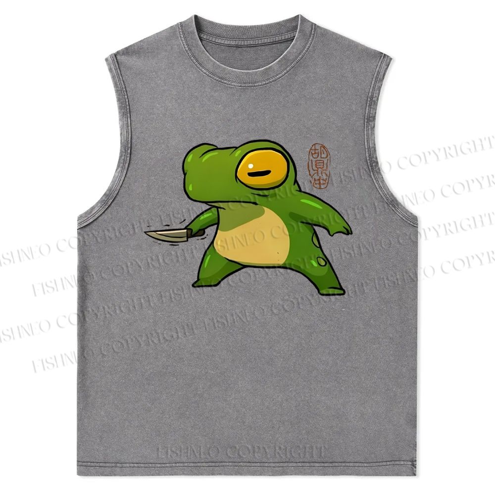 Unisex Cartoon Frog Snowflake Washed Vest