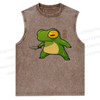 Unisex Cartoon Frog Snowflake Washed Vest