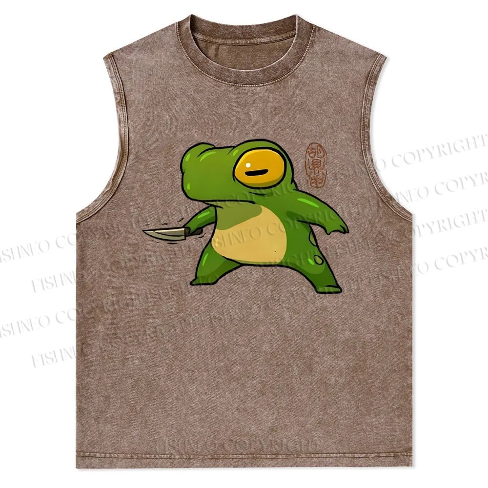 Unisex Cartoon Frog Snowflake Washed Vest