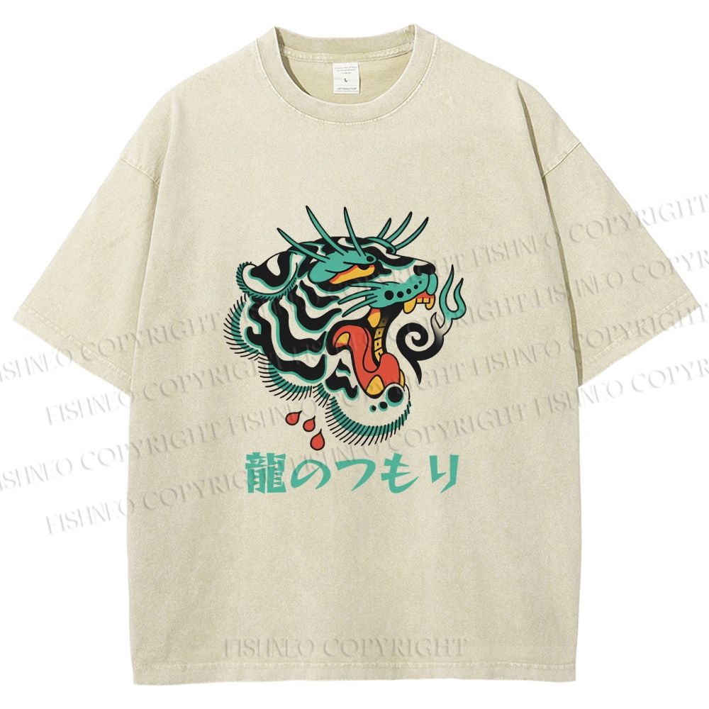 Unisex Vintage Tiger Printed Washed Tee