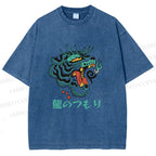 Unisex Vintage Tiger Printed Washed Tee