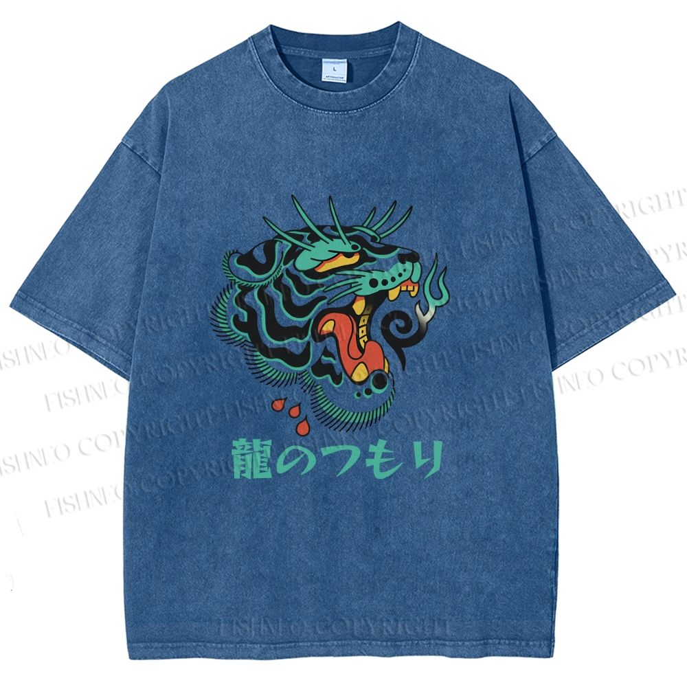 Unisex Vintage Tiger Printed Washed Tee