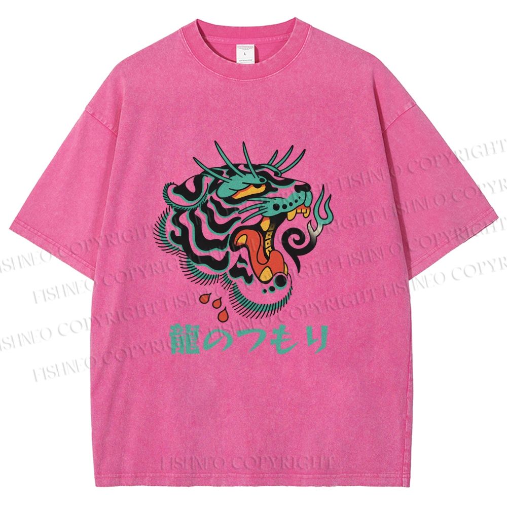 Unisex Vintage Tiger Printed Washed Tee