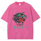 Unisex Vintage Tiger Printed Washed Tee
