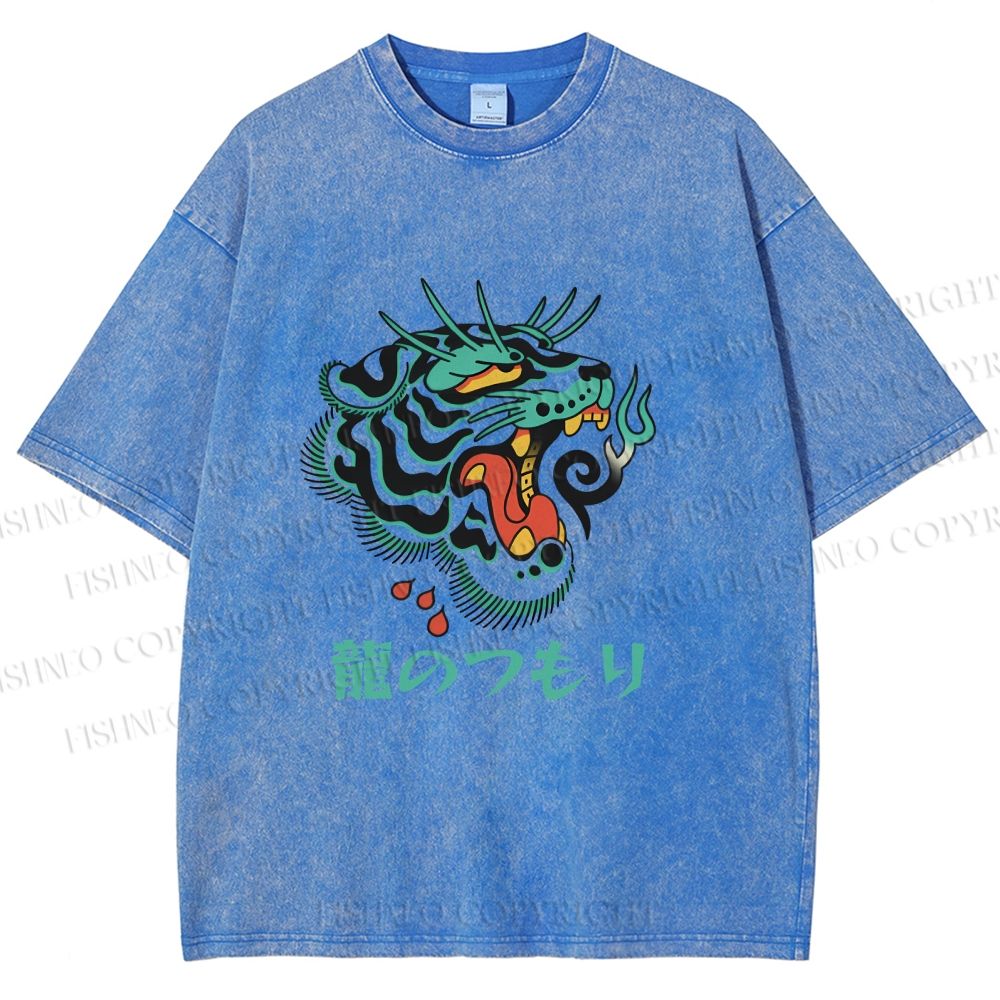Unisex Vintage Tiger Printed Washed Tee