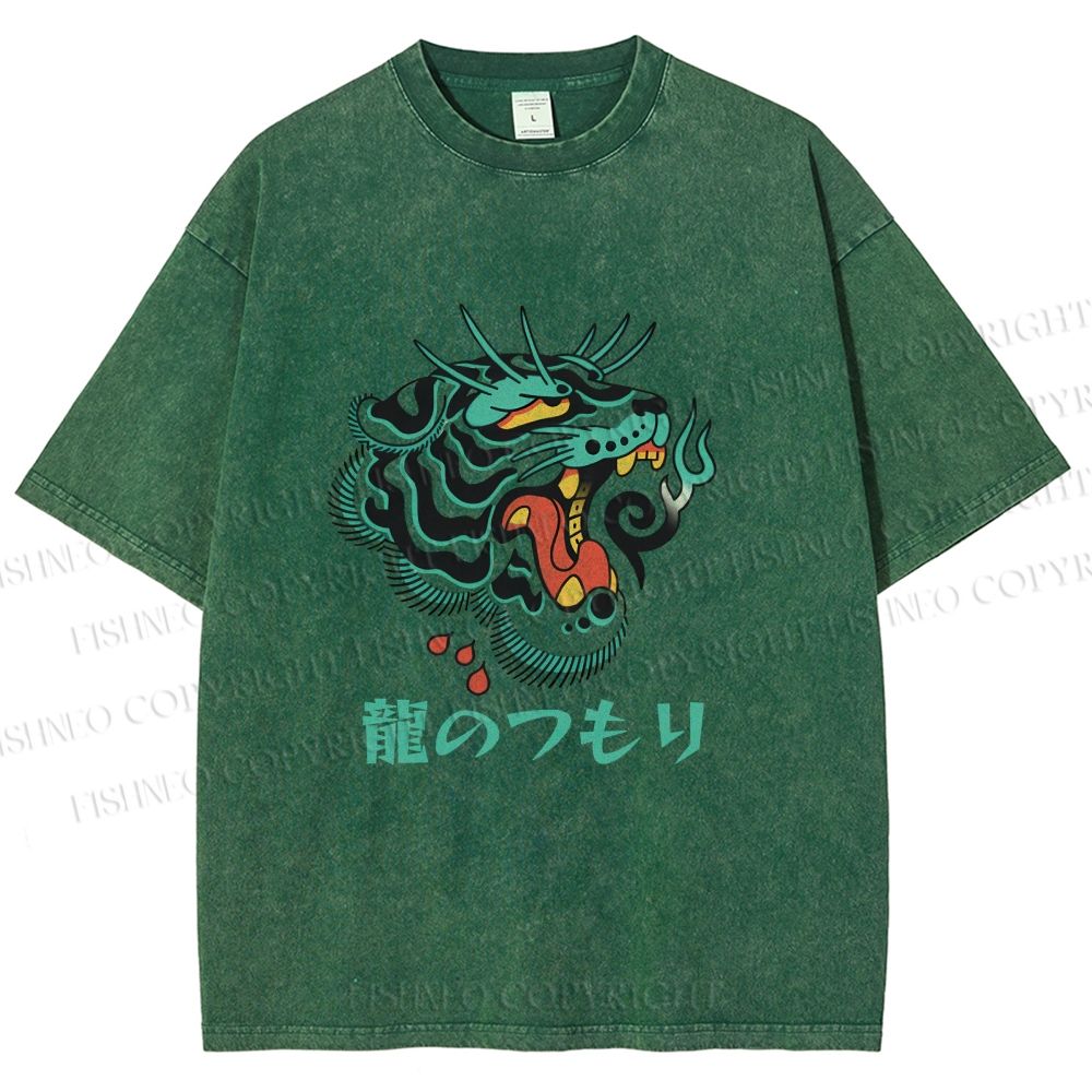 Unisex Vintage Tiger Printed Washed Tee