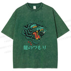 Unisex Vintage Tiger Printed Washed Tee