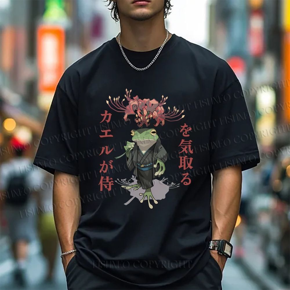 Unisex Japanese Frog Samurai Classic Cotton T-shirt