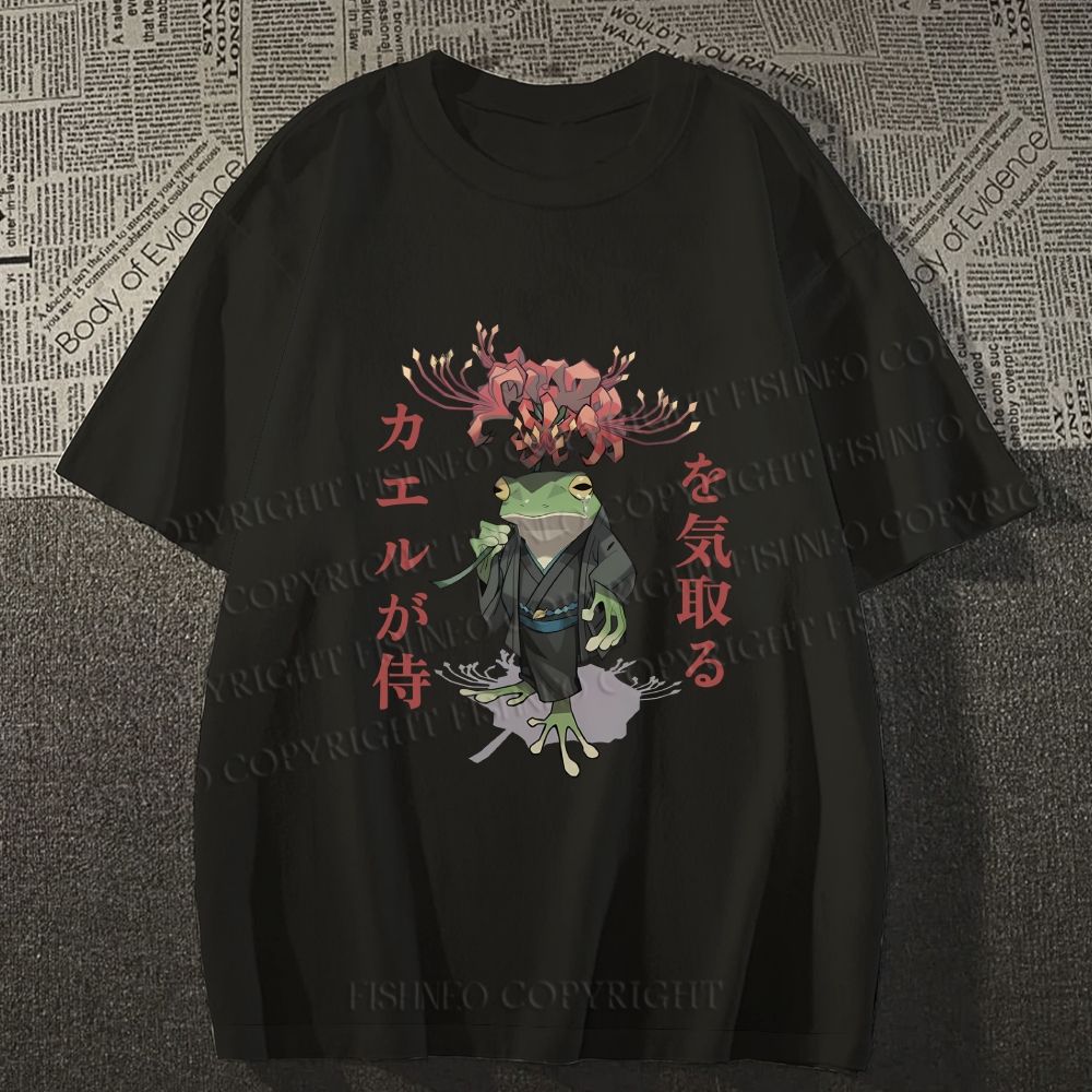 Unisex Japanese Frog Samurai Classic Cotton T-shirt