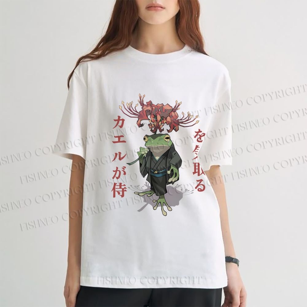 Unisex Japanese Frog Samurai Classic Cotton T-shirt