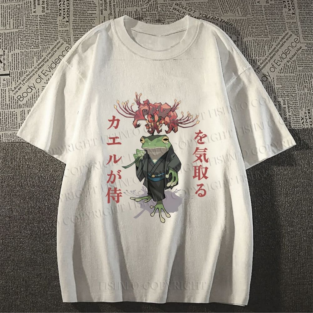Unisex Japanese Frog Samurai Classic Cotton T-shirt