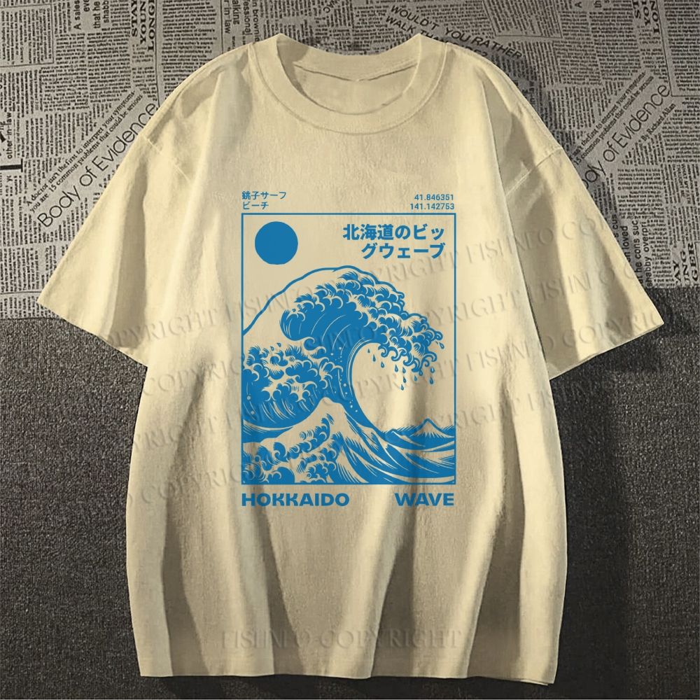 Unisex Japanese Art Wave Classic Cotton T-shirt