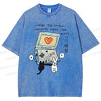 Unisex Heart Moment Printed Washed Tee