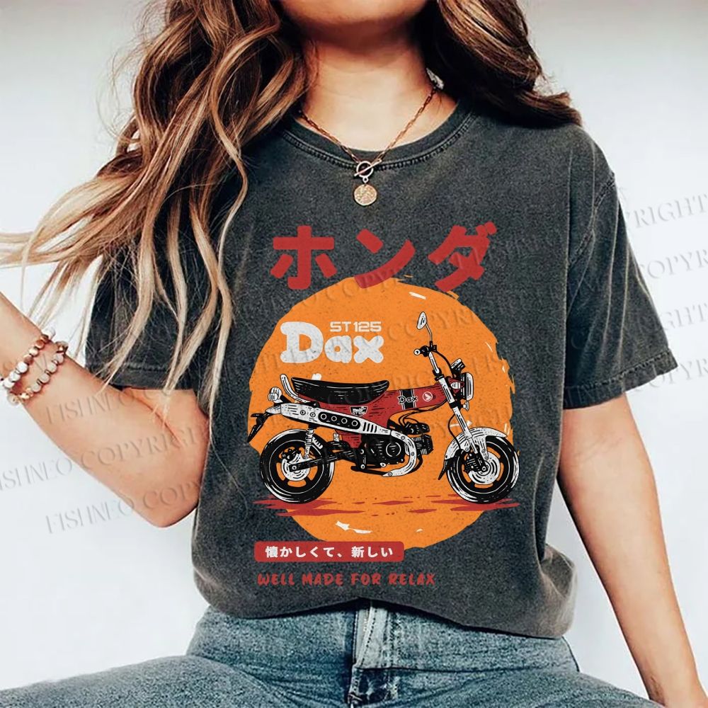 Unisex Motorcycle Printed Washed Tee