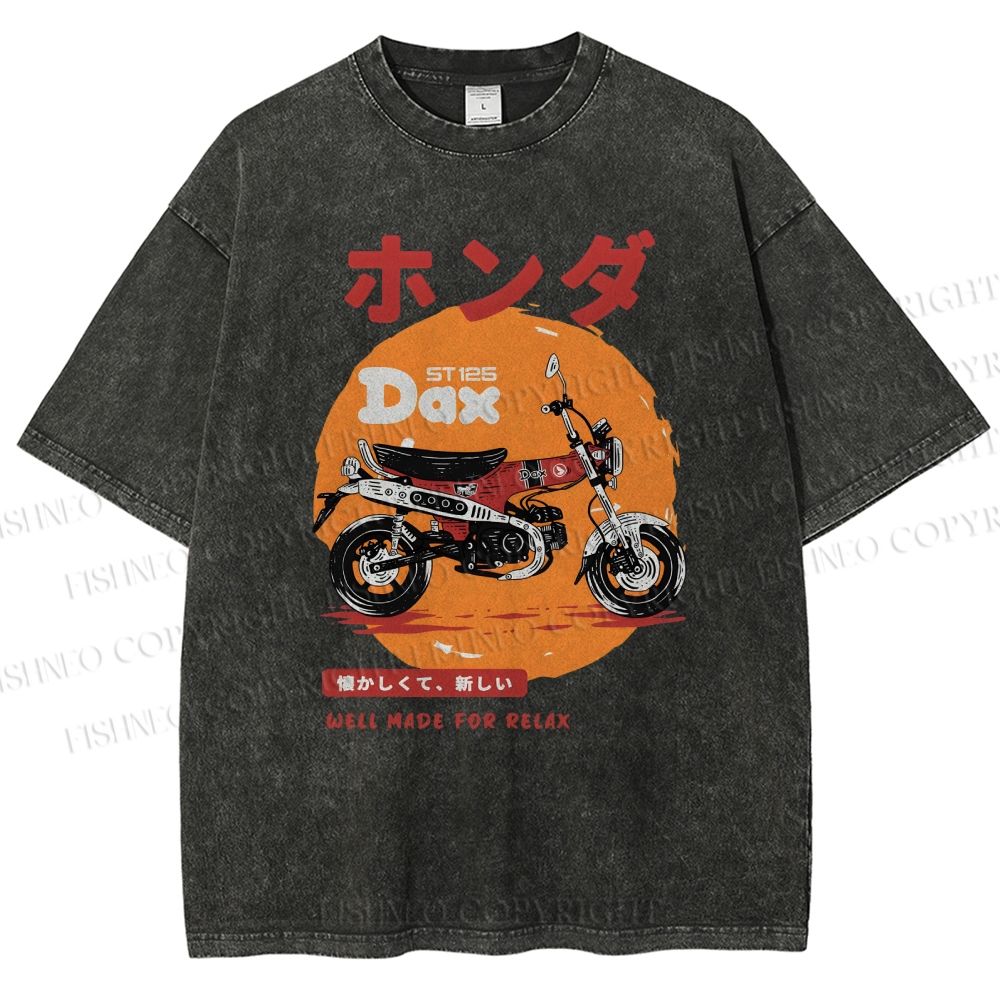 Unisex Motorcycle Printed Washed Tee