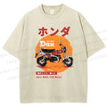 Unisex Motorcycle Printed Washed Tee