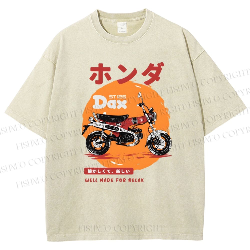 Unisex Motorcycle Printed Washed Tee