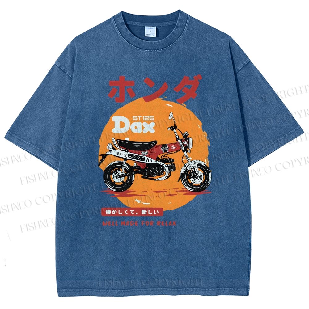 Unisex Motorcycle Printed Washed Tee