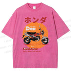 Unisex Motorcycle Printed Washed Tee