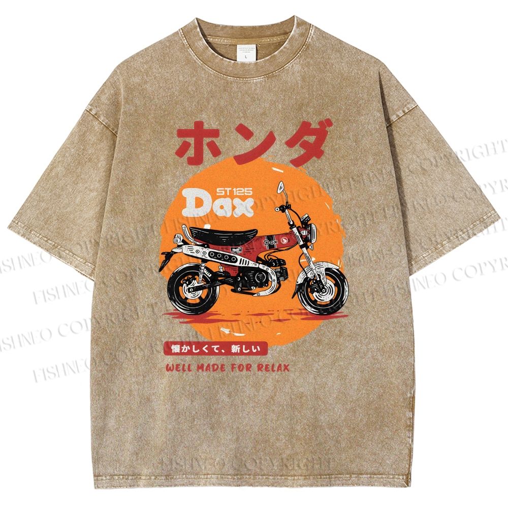 Unisex Motorcycle Printed Washed Tee
