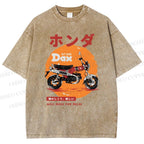 Unisex Motorcycle Printed Washed Tee