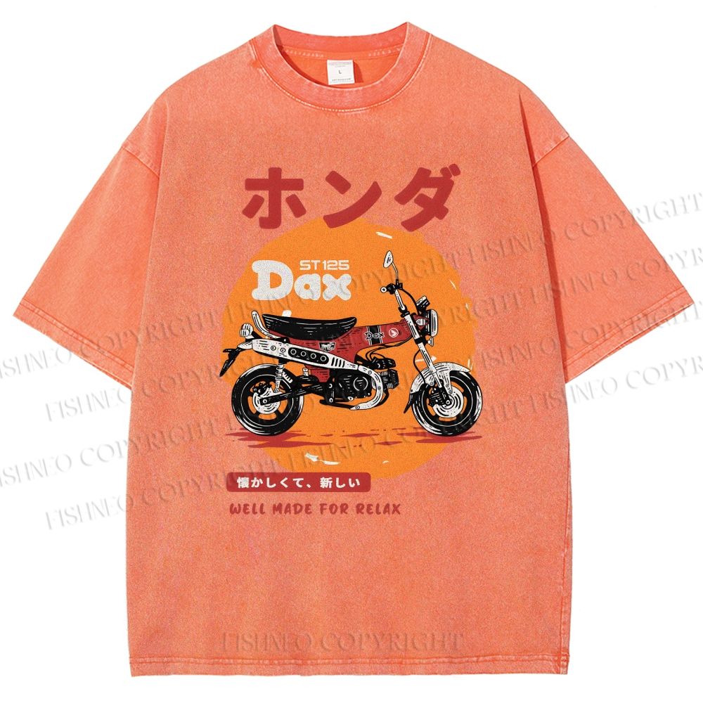 Unisex Motorcycle Printed Washed Tee