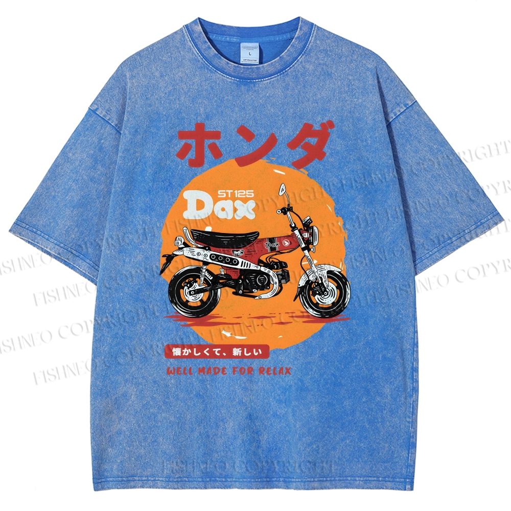 Unisex Motorcycle Printed Washed Tee
