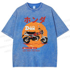 Unisex Motorcycle Printed Washed Tee