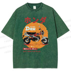 Unisex Motorcycle Printed Washed Tee