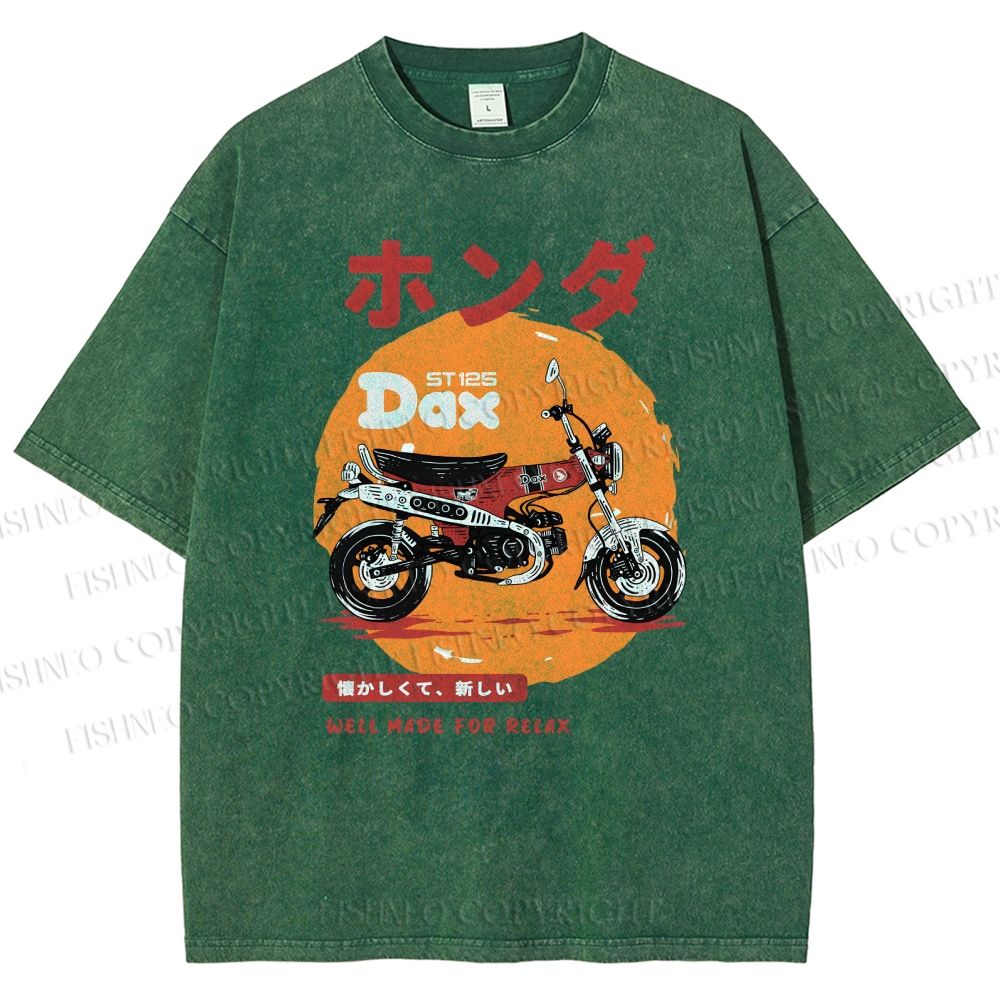 Unisex Motorcycle Printed Washed Tee