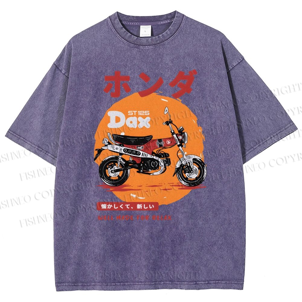Unisex Motorcycle Printed Washed Tee