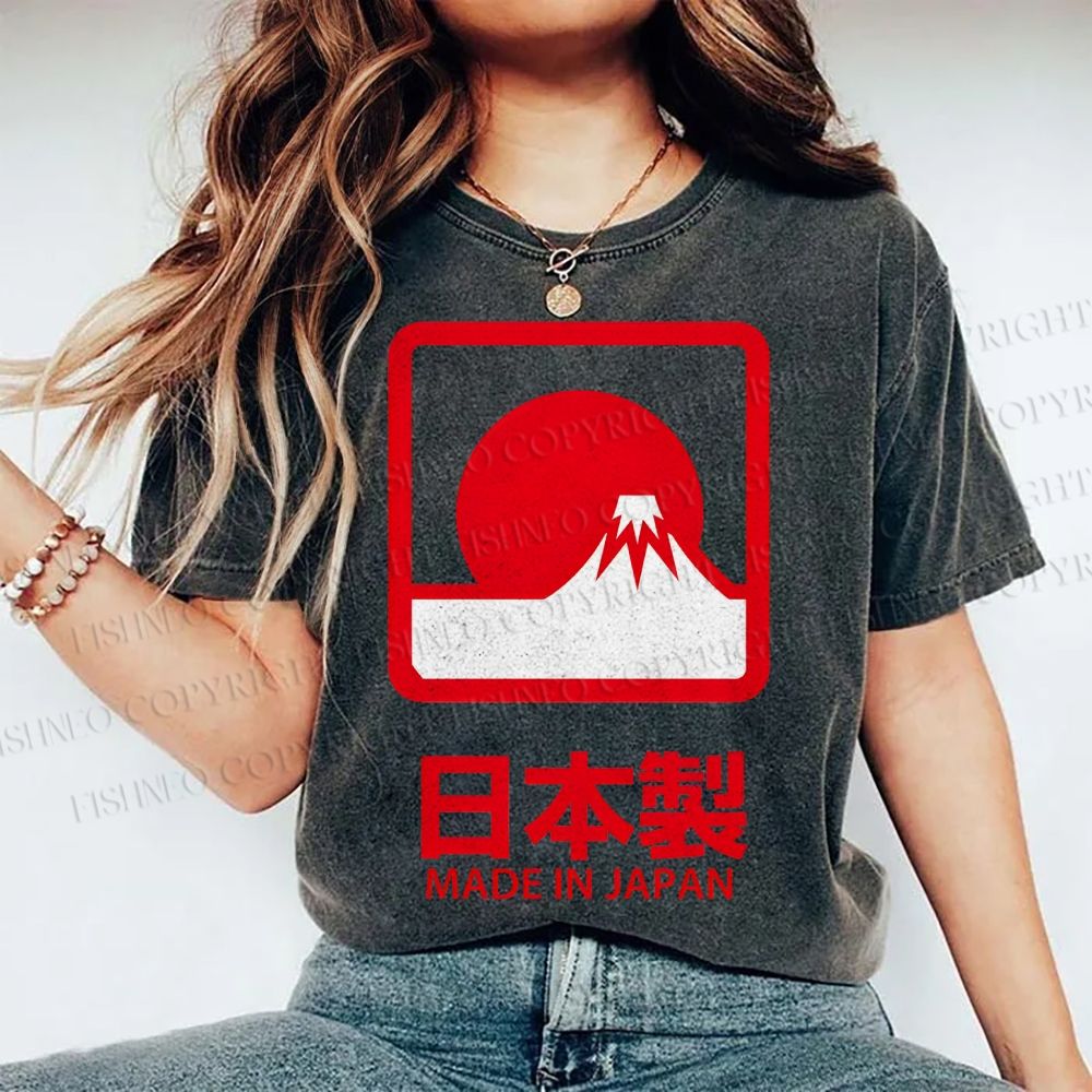 Unisex Mount Fuji Printed Washed Tee