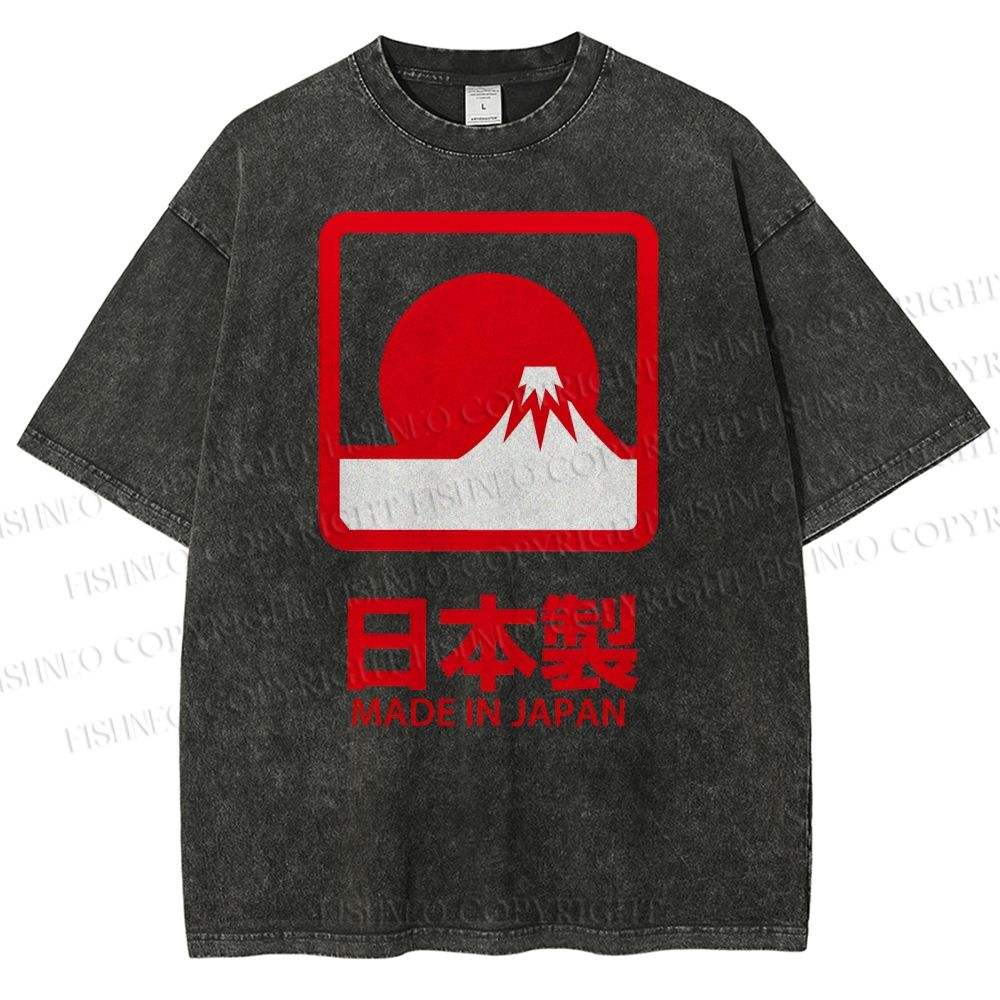 Unisex Mount Fuji Printed Washed Tee