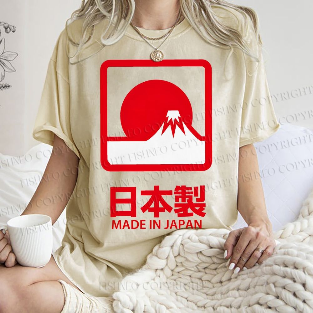 Unisex Mount Fuji Printed Washed Tee
