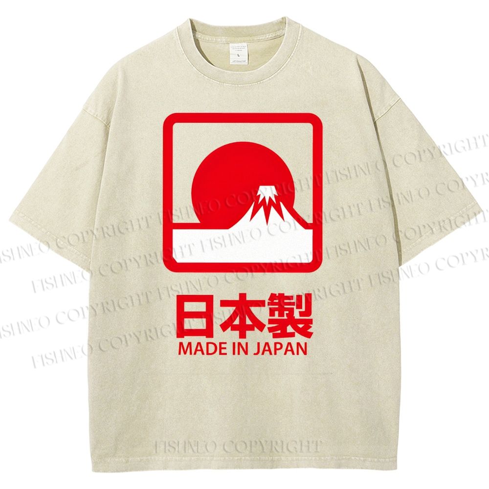 Unisex Mount Fuji Printed Washed Tee