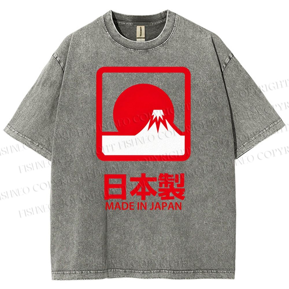 Unisex Mount Fuji Printed Washed Tee