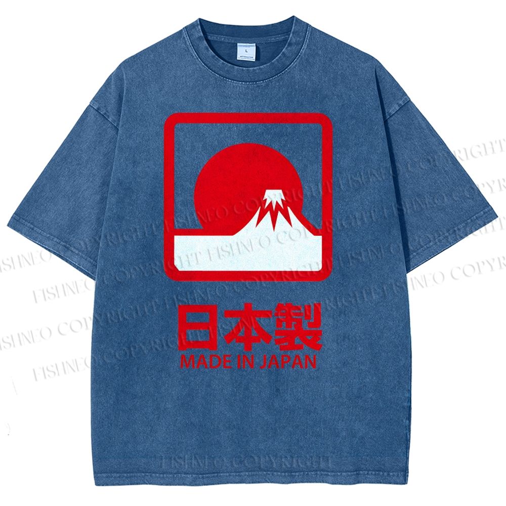 Unisex Mount Fuji Printed Washed Tee