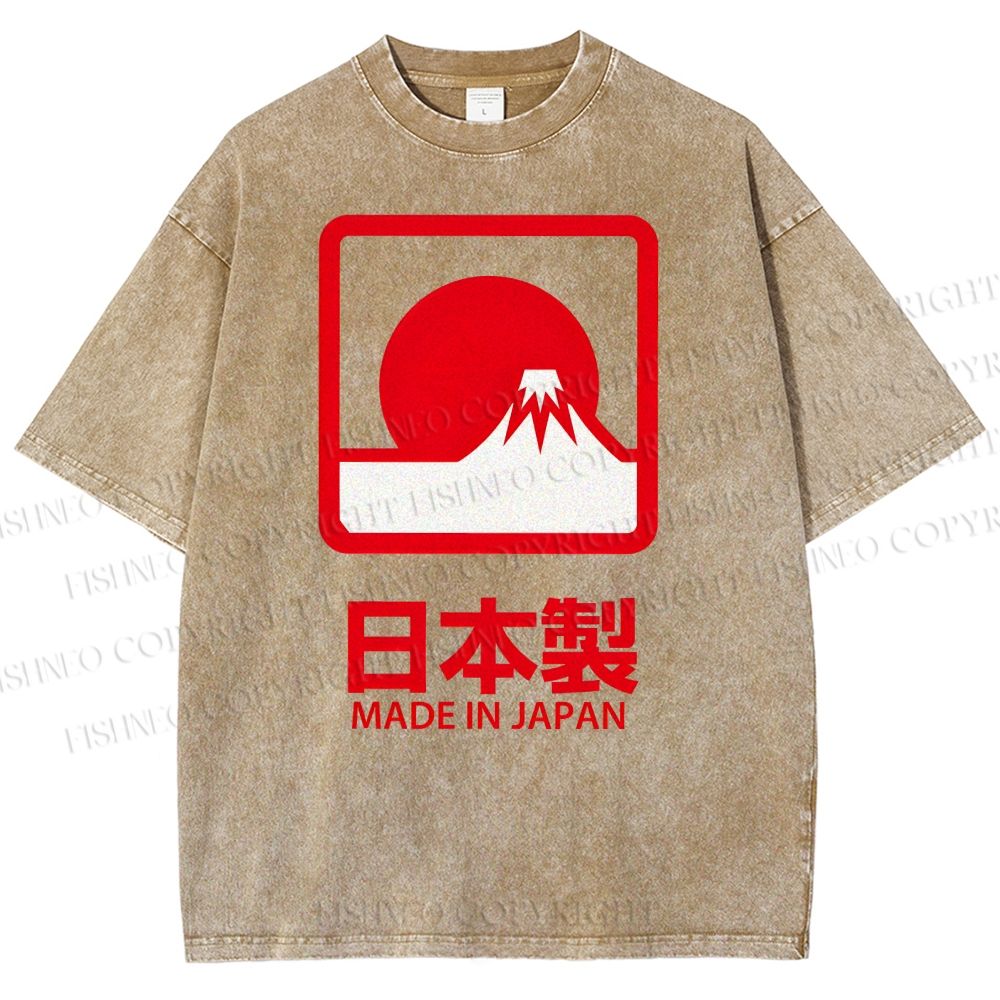 Unisex Mount Fuji Printed Washed Tee