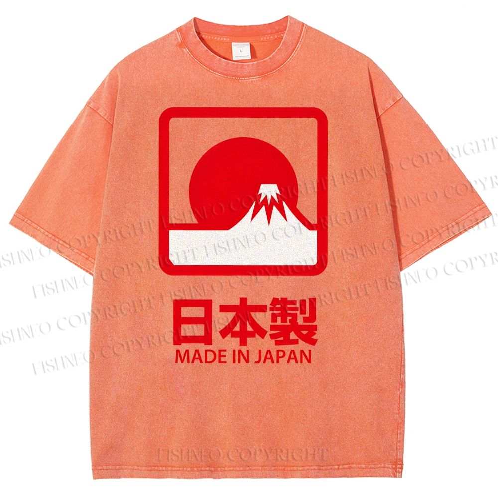 Unisex Mount Fuji Printed Washed Tee