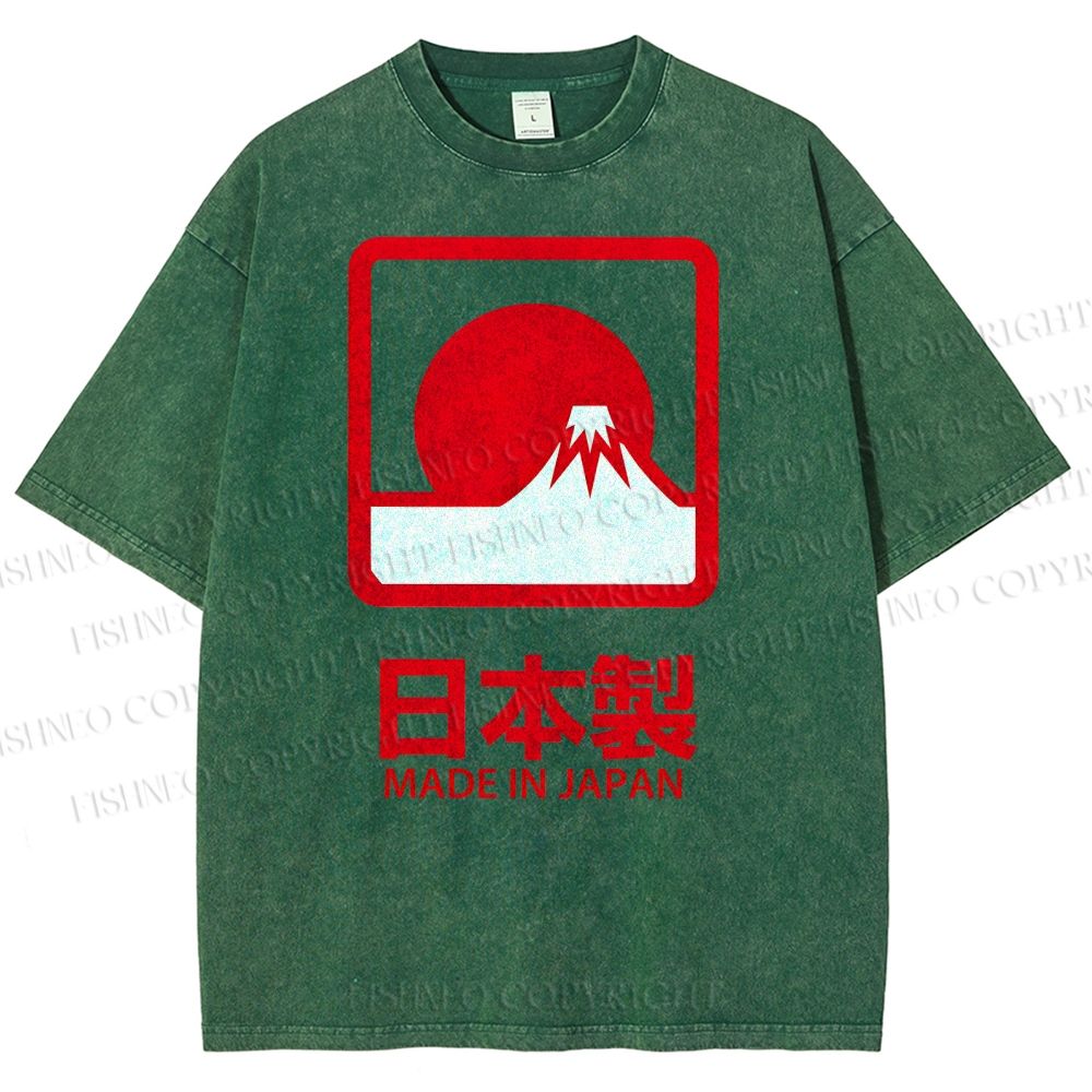Unisex Mount Fuji Printed Washed Tee