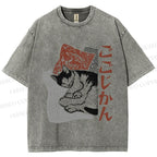 Unisex Sleeping Cat Printed Washed Tee