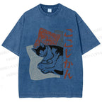Unisex Sleeping Cat Printed Washed Tee
