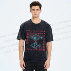 Unisex Japanese Aquarium Printed Washed Tee