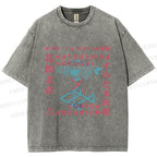 Unisex Japanese Aquarium Printed Washed Tee