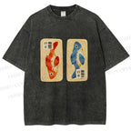 Unisex Cartoon Fish In Box Printed Washed Tee