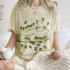 Unisex Vintage Frog Forget Printed Washed Tee