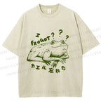 Unisex Vintage Frog Forget Printed Washed Tee